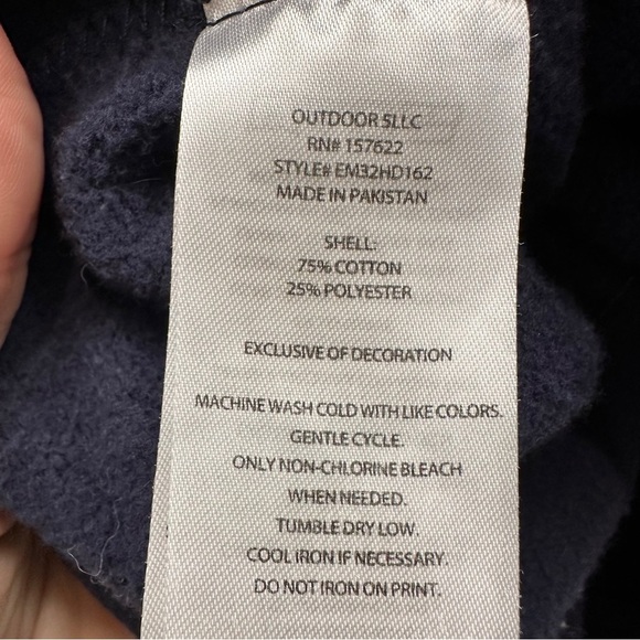 Eddie Bauer Hoodie Mens Size Medium Navy Bass Fish Outdoors Pocket - Picture 6 of 8